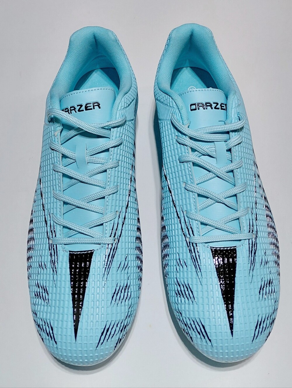 ORRZER Men's / Women's Light Blue and Black  Soccer Cleats Size  10.5 ,  W 12